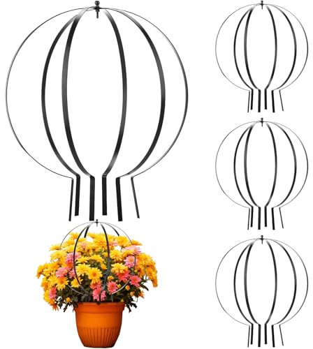Bucherry 4 Pcs Garden Large Metal Circle Trellis, 18.5 x 15 Obelisk Sculpture Globe Trellis for Climbing Plants Garden Decor for Outdoor Potted Plants Patio Doorway