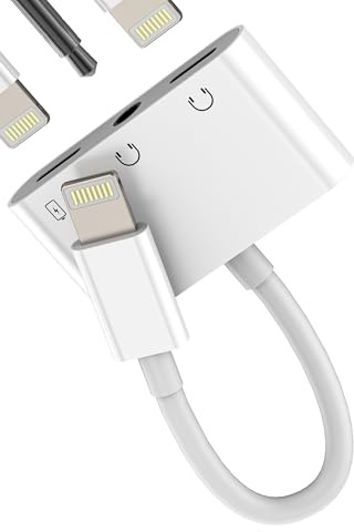 Kopfhörer Adapter Lightning (3 in 1) Klinke Audio AUX 3,5mm für iPhone 14 13 12 11 Pro Max Zertifiziert MFI für Apple Ladegerät Kabel Anschluss Autozubehör für iPad Mikrofon Adapter