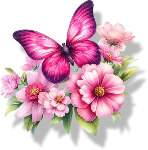 Pink Butterfly Vinyl Decal Stickers, Cover Mark, Floral Decor 15cm 12cm 7cm