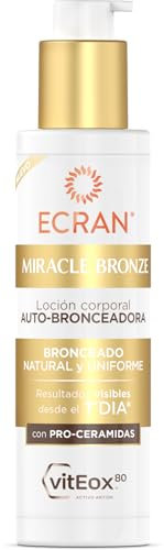 ECRAN Miracle Bronze Autobronceador Corporal - Loción Bronceadora con Pro-Ceramidas - Bronceado Natural, Progresivo y Uniforme sin Sol - Textura Ligera, Hidratante y de Larga Duración - 200 ml
