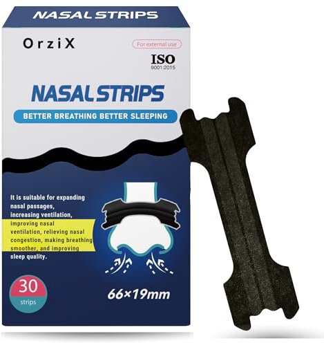Cerotti Nasali Antirussamento, respirare bene dal naso, 30 pezzi – Nasal Strips per dormire senza russare, sport e respiro libero. Sollievo da congestione, comfort per tutta la notte (Nero)