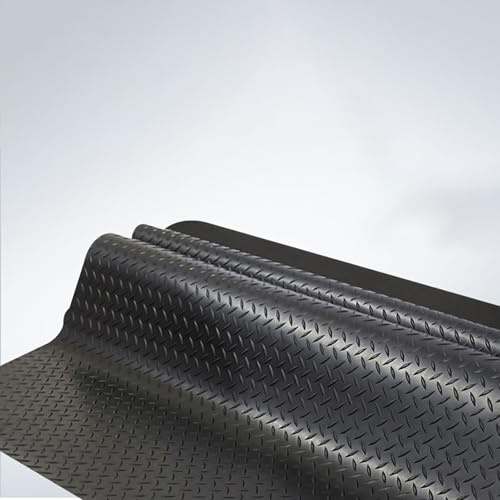 Tapetes de Goma con Placa de Diamante de 1,5 mm, Rollos para Garaje, Antideslizantes, para almacén, Gimnasio y sótano,Negro,1x2m