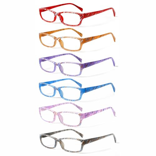 COJWIS 6 pack Lesebrille Blaulichtfilter Brille für Damen Federscharnier Lesehilfe Blendfreie UV Brille Leserbrille (Mehrfarbig-5, 2.00, x)