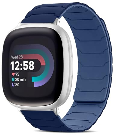 CiimWaa Armband für Fitbit Versa 4/Versa 3/Sense 2/Sense | Magnetische Silikon Ersatzarmband Weiches Sport Watch Armbänder für Fitbit Versa 4/3/Sense 2 für Damen Herren