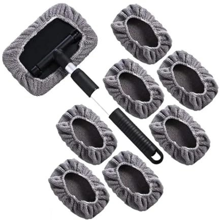Outil de Nettoyage à Manche télescopique Brosse de Nettoyage de vitres de Voiture, Tige télescopique, Nettoyage de Pare-Brise de Voiture, essuie-Glace de Voiture Multifonctionnel(Green Cleaning Kit)