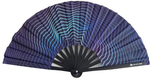 Ventaglio grande stabile – Ventilatore a mano pieghevole in legno di bambù – per EDM, Festival, Rave, Pride, Club, feste, danza, sauna e decorazioni – Kung Fu, Tai Chi, Performance
