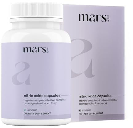 Mars Nitric Oxide Capsules – with L-Arginine, L-Citrulline & Adaptogenic Blend | Supports Energy, Circulation & Muscle Recovery | 60 Capsules