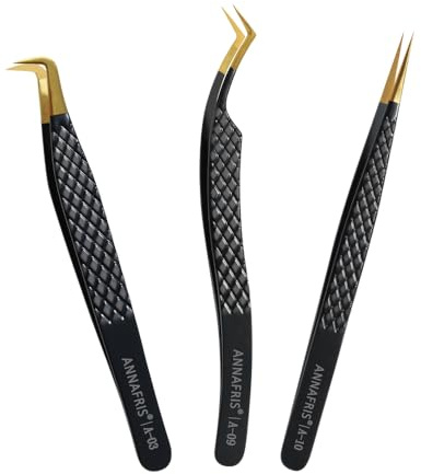 ANNAFRIS Pince Extension Cils Précision Inoxydable Pince Lash Tweezers(A3+9+10)