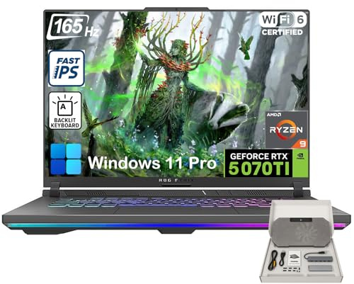 ASUS ROG Strix-G16 - Computer portatile da gioco, display da 16 165 Hz 300 nit, AMD Ryzen 9 8940HX (fino a 5,3 GHz), NVIDIA GeForce RTX 5070 Ti, RAM DDR5 64 GB, SSD 4 TB, WiFi 6E, Tastiera