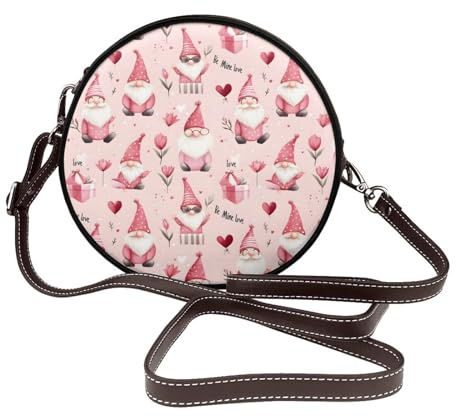 Petit sac à main en cuir avec imprimé nain rose mignon pour femme