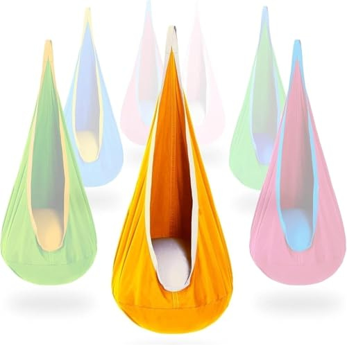 Nestschaukel, Runde Hängeschaukel, Für & Verstellbar, Draußen(Orange)