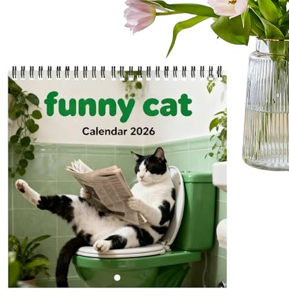 Calendario de pared para gatos 2026 | Con notas, bloques rayados, calendario de pared 2026, planificador de decoración de gatos | Para decoración del hogar, oficina, escuela, aula, planificación