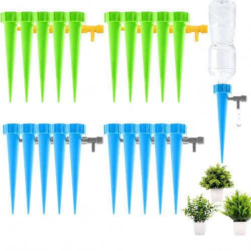 20 Piezas Sistema de Riego Automático, Riego por Goteo Automático Kit, Ajustable Dispositivo de Riego con Válvula de Control, Sistema de Riego, para Jardín Bonsáis y Flores Riego goteo botella