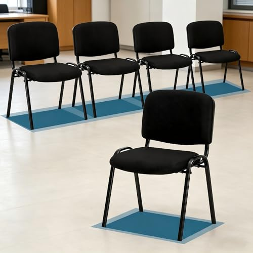Bonnlo Stapelbare Besucherstuhl 5er Set, Konferenzstuhl gepolstert mit Stahlrahmen & Stoffbezug, Armlos & Platzsparend, Bürostühle für Praxis, Empfang, Wartezimmer, bis 150 kg belastbar, Schwarz