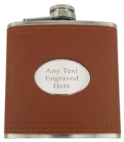 [Custom] Personalised Engraved Brown 6oz Hip Flask, by Lucy G