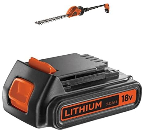 Bundle of Black+Decker Akku-Stabheckenschere (18V 2,0Ah Li-Ion, 43 cm Schwertlänge, um 180° in 5-Positionen Verstellbarer Kopf) GTC1843L20 + Black+Decker Li-Ion Slidepack Akku