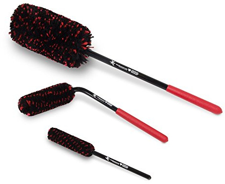 Liquid X Original Wheel Woolies Brushes 3 Piece Kit - Includes Angled Caliper Spoke Brush - USA Made - Black - New & Improved