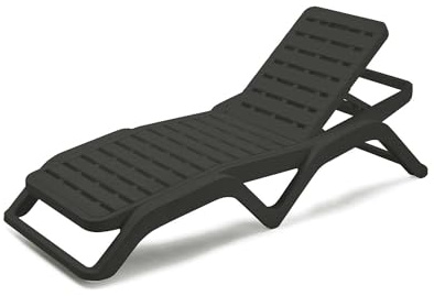 Stapelbare Monobloc-Sonnenliege mit anhebbarer Rückenlehne, Sonnendeck, Made in Italy, 71 x 192 x 100 cm, Farbe Anthrazit