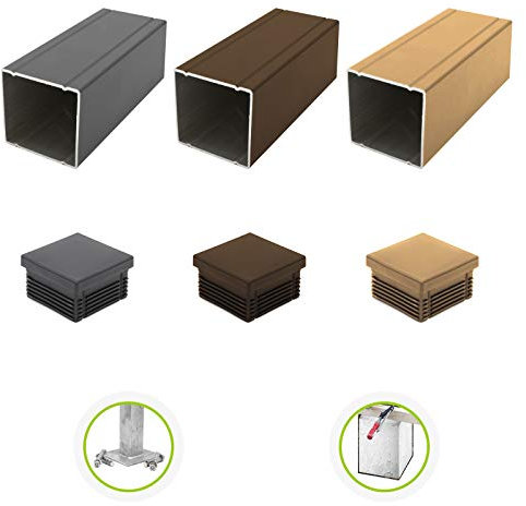 HORI® Alu-Pfosten für WPC-Lamellenzaun Konsole zum aufschrauben I Braun