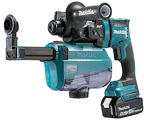 Makita Akku Kombihammer SDS Plus (inkl. Staubabsaugung, mit Akku 18 V + Ladegerät, Einzelschlagstärke max. 1,7 Joule) DHR182RTWJ