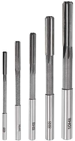 sourcing map Chucking Reamer Set Lathe Machine Reamer Straight Flute Milling Cutter High Speed Steel H8 Tolerance (4mm 5mm 6mm 8mm 10mm) 5pcs