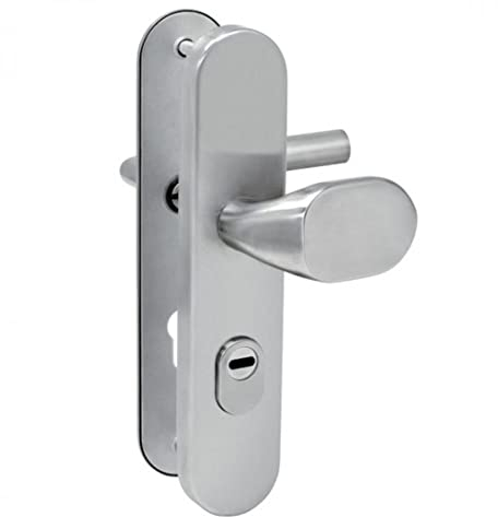 ToniTec Haustür Schutz-Wechselgarnitur 92mm L-Form Edelstahl Drücker und Knauf