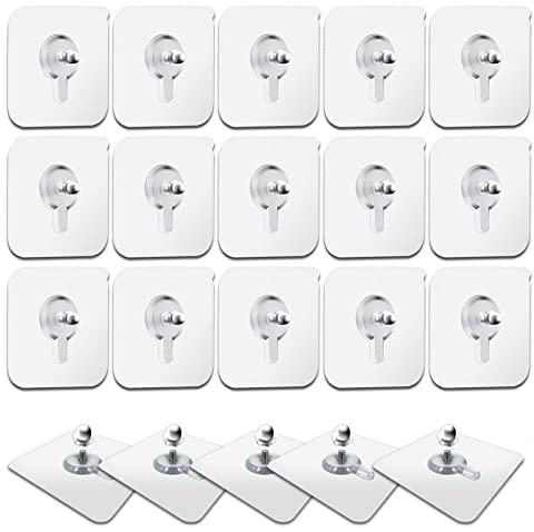 Dreamark Klebe Schrauben, Klebehaken Transparent, Klebenägel, Magische Haken, Wandbefestigung ohne Bohren, Bildaufhänger Selbstklebend Klebeschraube für Badezimmer Küche Duschraum Abstellraum(20 Pcs)