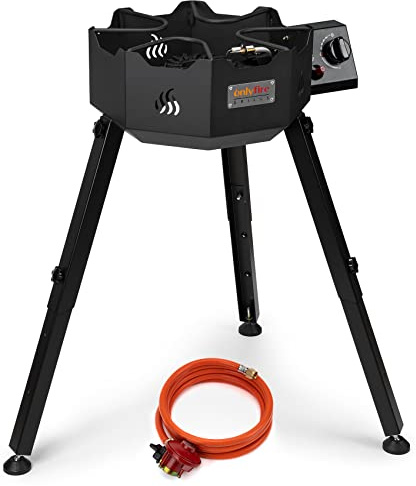 Onlyfire Outdoor Propanbrenner Herd, tragbarer Wok-Brennerständer mit Wok-Halterungen und abnehmbaren & verstellbaren Beinen für Outdoor-Camping, Kochen