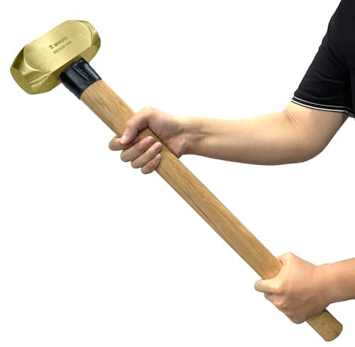 WEDO Marteau plat en laiton avec manche en bois, 4,5 kg, 800 mm, 80 cm