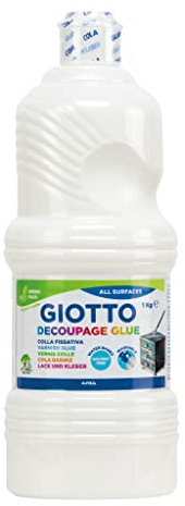 Giotto-Flacone 1KG Colla Decoupage liquida, Colore Bianco, F546400
