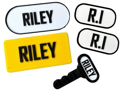 Personalised Cozy Coupe Number Plate & Key Set – Custom Name Plates for Little Tikes Cozy Coupe Car – 3D Printed Kids Ride on Car Accessories – Toy Car – Children – Birthday Gift