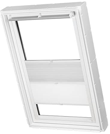 Dachfenster Waben Plissee ohne Bohren Tag und Nacht passend für Velux Fenster verdunkelnd und lichtdurchlässig Plisseerollo verspannt Klebemontage (weiß raumverdunkelnd/weiß tageslicht, M06)