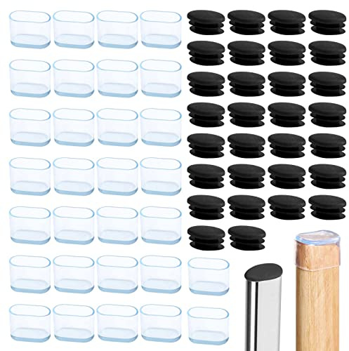 60 pezzi 30 mm x 15 mm terminali di protezione per piedi della sedia, protezione per gambe della sedia, in plastica antiscivolo per pavimento in legno duro, punta ovale per gambe della sedia di mobili
