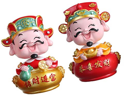 Happyyami 2stücke Wackelnde Glücksgötter Statue Resin Deko Für Tisch Cake Decor Und Auto Festliche Dekoration Für Wohlstand Und Glück Für Geburtstagsfeiern Und Besondere Anlässe