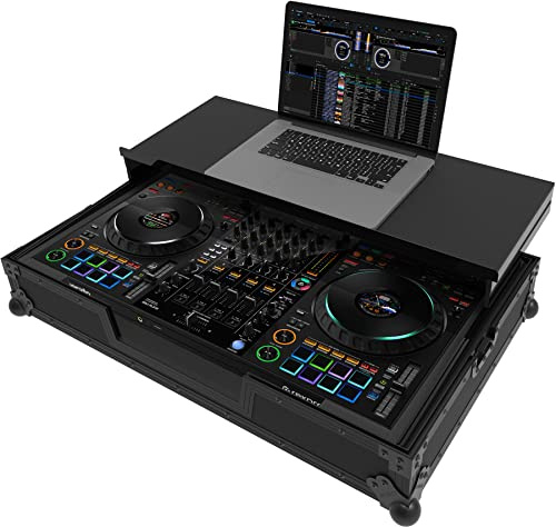 Zomo Flightcase P-DDJ-FLX10 Plus NSE – kompatibel mit Pioneer DJ DDJ-FLX10 – DJ Equipment Case mit Laptopablage 804 × 525 × 209 mm – Schwarz – Robustes Sperrholz