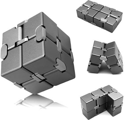 DOLASEV Metal Infinity Cube, Infinity Cube Fidget, ADHD Fidget Toys for Adults with Anxiety, Desk Fidgets for Office for Adults (Grey)