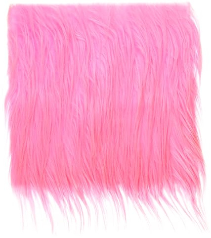 PATIKIL Tela de Pelo Sintético de Felpa Cuadrada, Recortes de Pelo Sintético Esponjoso de 10 x 10 para Manualidades DIY, Barba de Gnomo de Navidad y Halloween, Rosa
