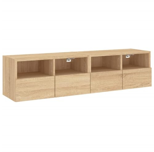 vidaXL Väggmonterad tv-bänk 2 st sonoma-ek 60x30x30 cm konstruerat trä, väggenhet, väggmonterad TV-enhet, väggmonterat skåp, TV-väggenhet, hängskåp