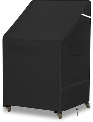 YMPPMKN Housse de Protection pour Chaises Empilables Tissu Oxford 600D très Résistant avec Boucles,Imperméable,Résistant aux UV Housse Chaise de Jardin Exterieur (65x75x85/120cm,Schwarz)