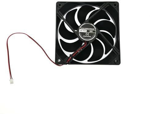 JZK 120 x 120 x 25 mm 2-poliger DC 24 V leiser Lüfter mit Kabeln, 12025 kleiner 12 cm 24 V bürstenloser DC-Lüfter