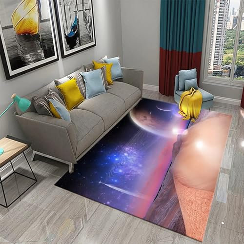 Universum, Weltraum, Planet, Galaxie, Landschaft Kinderteppich Wohnzimmerteppich Schlafzimmerteppich 3D-Gedruckter Superweicher Flanellteppich -Polyester-Soft-Touch,Leicht Zu Reinigen 200 X 300 C -0G3
