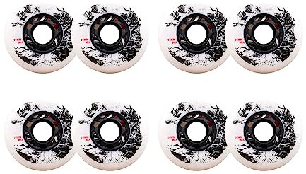 Skateboard-Rollen, 8er-Pack, Inline-Ersatzrollen, Inline-Rollen, Härte 90A, für Inline-Hockey, Ersatzrollen, Rot und Weiß