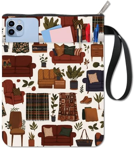 craspire Housse de Livre Rétro pour Meubles Couverture de Livre pour Livres de Poche Couverture de Livre en Tissu Lavable avec Fermeture Éclair et Poche Supplémentaire pour Les Amateurs de Livres