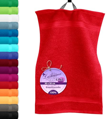 Lashuma Gästehandtuch Rot - Scharlach, Badtextilien Linz Frotteetuch fürs Bad 30x50 cm