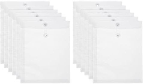PATIKIL 12pz Buste in Carta Kraft con Chiusura a Corda, A4 Buste Vintage Archiviazione Documenti Cartelle per Ufficio Casa Organizzazione Documenti, Trasparente