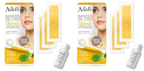 Nad's Bandes De Cire Épilation Visage - Épilation À La Cire Femme - 30 Vegan Bandes De Cire Froide - Faciale Naturelle, épilation Faciale (Lot de 2)
