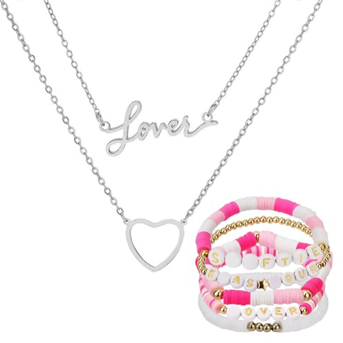 FIDWALL Singer Fans Jewelry Set,Women Girls Necklace and Friendship Bracelet,Charms Letter Choker Necklace Bracelet for Singer Fans Teenage,Concert Outfit for Women Girls Gifts