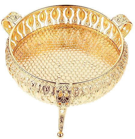 NAMOARLY Creative Snack Serving Tray Golden European Style Fruit Storage Tray Made of Gilded Iron with No Rust and Corrosion Resistance for Home Decoration and Birthday Parties