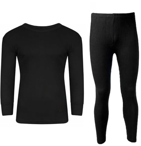 TT ThreadTrade Men's Thermal Underwear Set, Thermal Classic Fit Upper Top and Pajama Set, Full Sleeves Winter Wear Suit, Johns Warm Base layer, Thermal Set Vests, (Black- Full Sleeve Set, S)