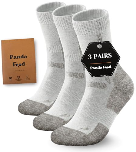 PANDA FOOD Premium Bamboo Outdoor Walking Socks | Anti-Blister Warm and Breathable Socks for Work or Hiking | Unisex Men and Women | 3 Pack UK | Desert | 7-12
